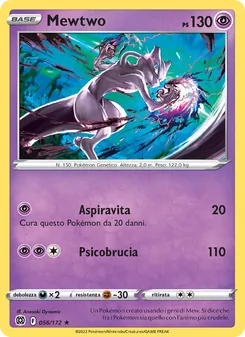Carta Mewtwo dell'espansione Astri Lucenti, numero 056/172