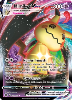 Carta Mimikyu VMAX dell'espansione Astri Lucenti, numero 069/172
