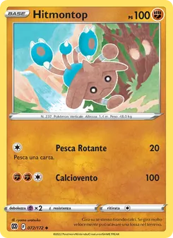Carta Hitmontop dell'espansione Astri Lucenti, numero 072/172