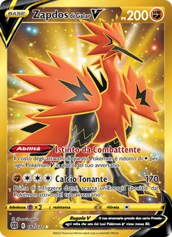 Carta Zapdos di Galar V dell'espansione Astri Lucenti, numero 182/172