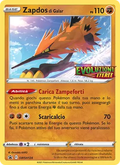 Carta Zapdos di Galar dell'espansione SPSC Promo, numero SWSH124/307