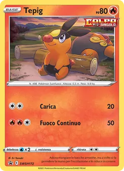 Carta Tepig dell'espansione SPSC Promo, numero SWSH172/307
