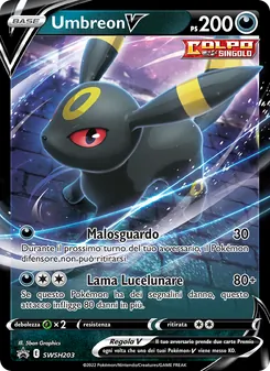 Carta Umbreon V dell'espansione SPSC Promo, numero SWSH203/307