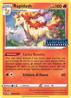 Carta Rapidash dell'espansione SPSC Promo, numero SWSH270/307