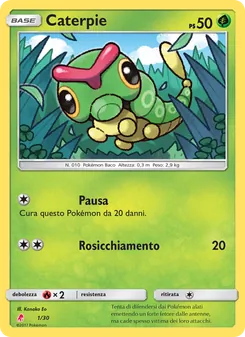Carta Caterpie dell'espansione Sole e Luna trainer Kit (Lycanroc), numero 1/30