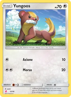 Carta Yungoos dell'espansione Sole e Luna trainer Kit (Lycanroc), numero 12/30