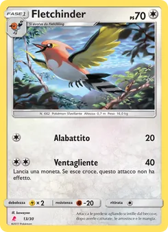 Carta Fletchinder dell'espansione Sole e Luna trainer Kit (Lycanroc), numero 13/30