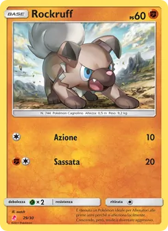 Carta Rockruff dell'espansione Sole e Luna trainer Kit (Lycanroc), numero 29/30