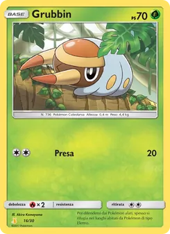 Carta Grubbin dell'espansione Sole e Luna trainer Kit (Alolan Raichu), numero 16/30