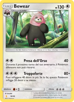Carta Bewear dell'espansione Sole e Luna trainer Kit (Alolan Raichu), numero 18/30