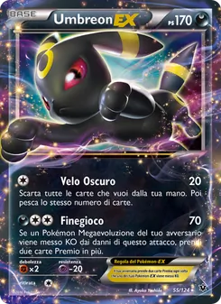 Carta Umbreon EX dell'espansione Destini Incrociati, numero 55/124