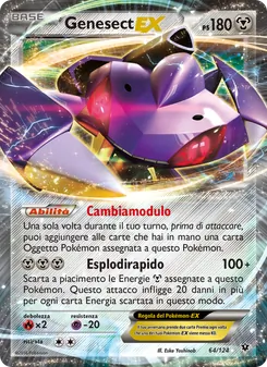Carta Genesect EX dell'espansione Destini Incrociati, numero 64/124