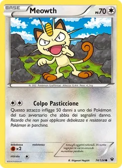 Carta Meowth dell'espansione Destini Incrociati, numero 74/124