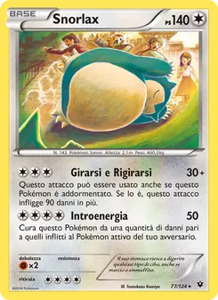 Carta Snorlax dell'espansione Destini Incrociati, numero 77/124