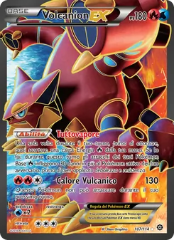 Carta Volcanion EX dell'espansione Vapori Accesi, numero 107/114