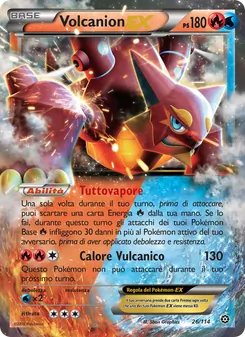 Carta Volcanion EX dell'espansione Vapori Accesi, numero 26/114