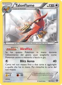 Carta Talonflame dell'espansione Vapori Accesi, numero 96/114