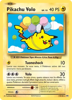 Carta Pikachu Volo dell'espansione Evoluzioni, numero 110/108