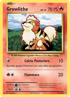 Carta Growlithe dell'espansione Evoluzioni, numero 17/108
