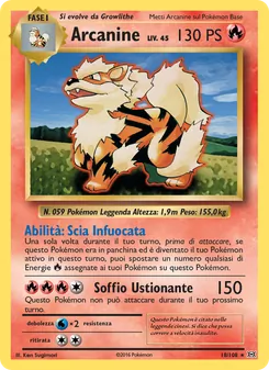 Carta Arcanine dell'espansione Evoluzioni, numero 18/108