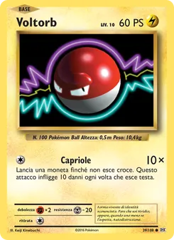Carta Voltorb dell'espansione Evoluzioni, numero 39/108