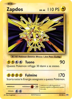 Carta Zapdos dell'espansione Evoluzioni, numero 42/108