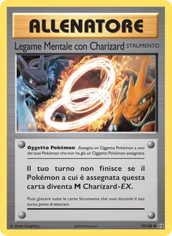 Carta Legame Mentale con Charizard dell'espansione Evoluzioni, numero 75/108