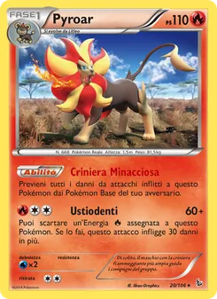 Carta Pyroar dell'espansione Fuoco Infernale, numero 20/106