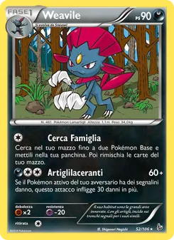 Carta Weavile dell'espansione Fuoco Infernale, numero 52/106