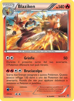 Carta Blaziken dell'espansione Colpi Furiosi, numero 14/111