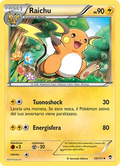 Carta Raichu dell'espansione Colpi Furiosi, numero 28/111