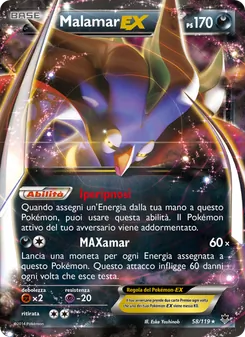 Carta Malamar EX dell'espansione Forze Spettrali, numero 58/119