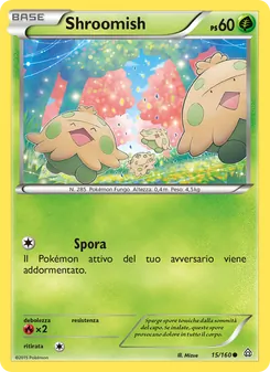 Carta Shroomish dell'espansione Scontro Primordiale, numero 15/160