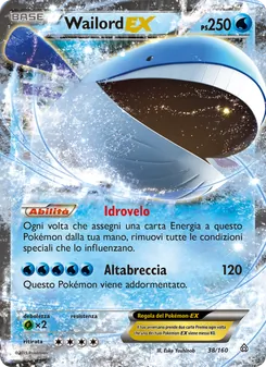 Carta Wailord EX dell'espansione Scontro Primordiale, numero 38/160
