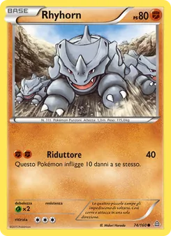 Carta Rhyhorn dell'espansione Scontro Primordiale, numero 74/160