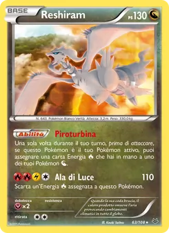 Carta Reshiram dell'espansione Furie Volanti, numero 63/108