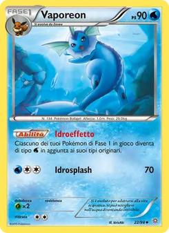 Carta Vaporeon dell'espansione Antiche Origini, numero 22/98