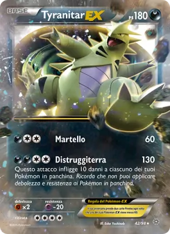 Carta Tyranitar EX dell'espansione Antiche Origini, numero 42/98