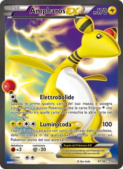 Carta Ampharos EX dell'espansione Antiche Origini, numero 87/98