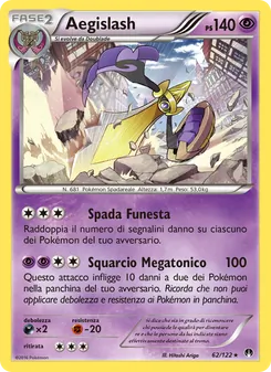 Carta Aegislash dell'espansione Turbo Crash, numero 62/122