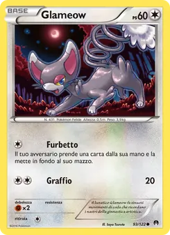 Carta Glameow dell'espansione Turbo Crash, numero 93/122