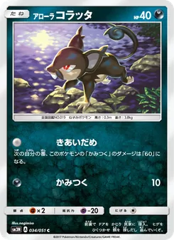 Kartu Alolan Rattata dari 光を喰らう闇, nomor 034/51